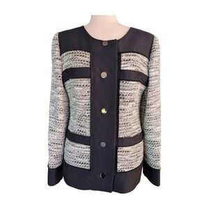 Oscar De La Renta Boucle Cotton Blend Jacket Size 10